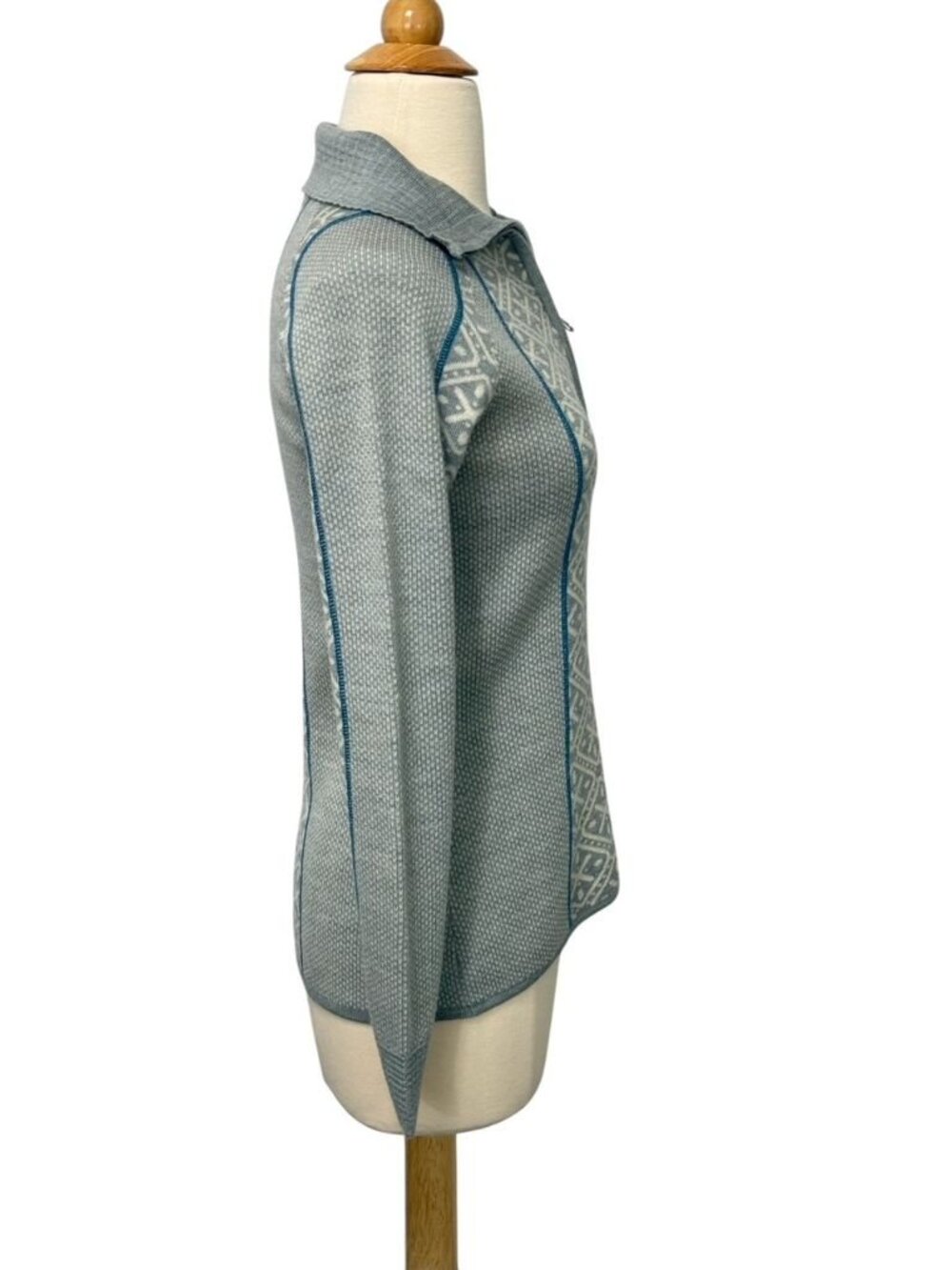 Smartwool Women's Full Zip Wool Sweater Jacket Gray Blue Merino Wool Size XS - Picture 4 of 11